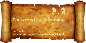 Marianovits Nándor névjegykártya